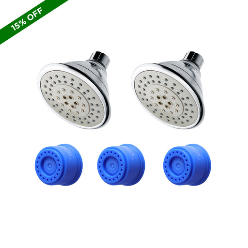 AirOxy 5 Function Shower Head Pack of 2 + 3 LPM Shower Flow Aerator Pack of 3 - ECO365
