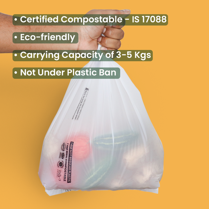 Compostable Milky White Bags for Vegetable, Fruits, Groceries - (Size: 14"x18", 35Micron)